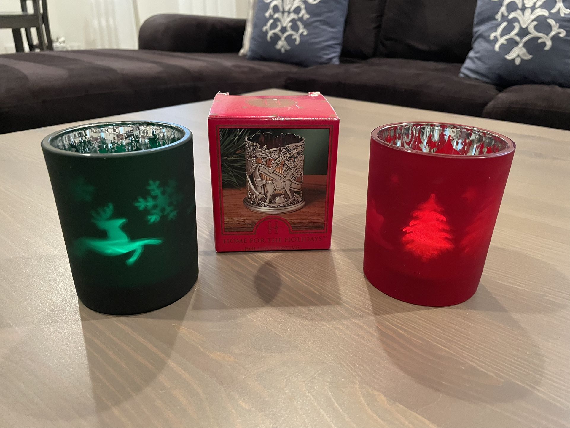 Set of 3 Christmas Votive Candle Holders