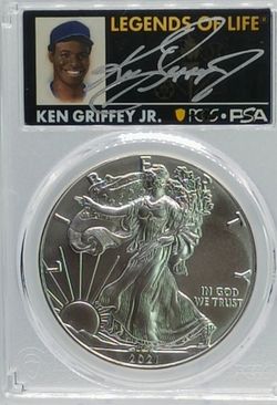 2021 (P) $1 Emergency Silver Eagle PCGS MS70 FS Signed By Ken Griffey Jr #093
