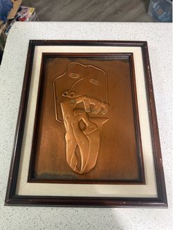Modern Signed Pressed Copper 3D Relief Wall Art Bravo 1993 Signed 16x20