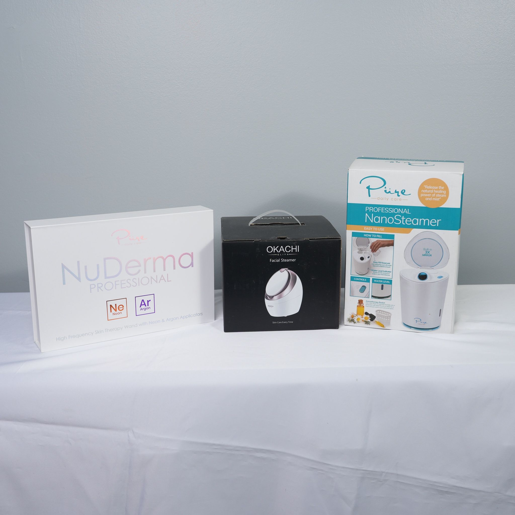 NuDerma Professional Skin Therapy Wand, Okachi Facial Steamer, Pure Daily Care NanoSteamer