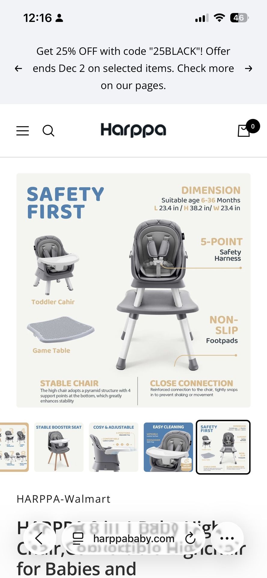 HARPPA Baby High Chair, 8 in 1 Convertible Highchair for Babies and Toddlers, Booster Seat & Toddler Chair for Dining Table with Safety Harness, Adjus