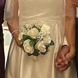 AMSALE White Satin Wedding Dress Sz 10