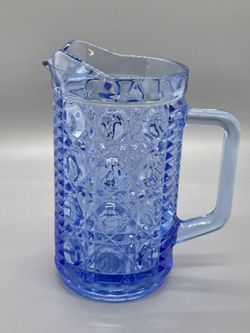 Vintage Federal Glass Windsor Blue Pitcher 6"