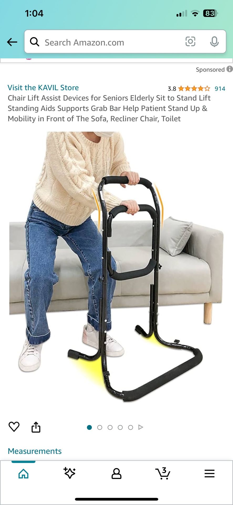 Chair Lift Assist Devices for Seniors Elderly Sit to Stand Lift Standing Aids Supports Grab Bar Help Patient Stand Up & Mobility in Front of The Sofa,