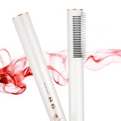 Hair Straightener Brush, 2-in-1 Straightening Brush with Anti-Scald, 20min Auto-Off, 5 Temp Settings Ceramic Straightening Brush, Fast Heating PTC Hot