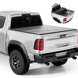 Tono King FRP Hard Tri-Fold Tonneau Cover Fold Truck Bed Covers Compatible With 2009-2026 Dodge Ram 1500 & 2500 5' 7" Bed Without Ram Box (67.4")