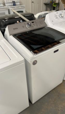 Maytag Top Load Washer – Glass Lid, HE, White