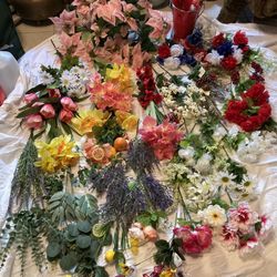 Lot Of Artificial Flowers 