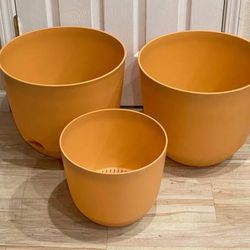 New Set 16” & 12” Self Watering Planter Flower Pot Terracotta Orange