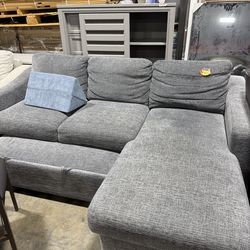 Coddle Aria Fabric Sleeper Sofa with Reversible Chaise and Storage, Gray