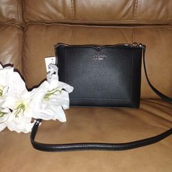 Black Leather Crossbody Purse 