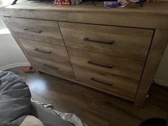 6-Drawer Double Dresser Rustic Wood Finish