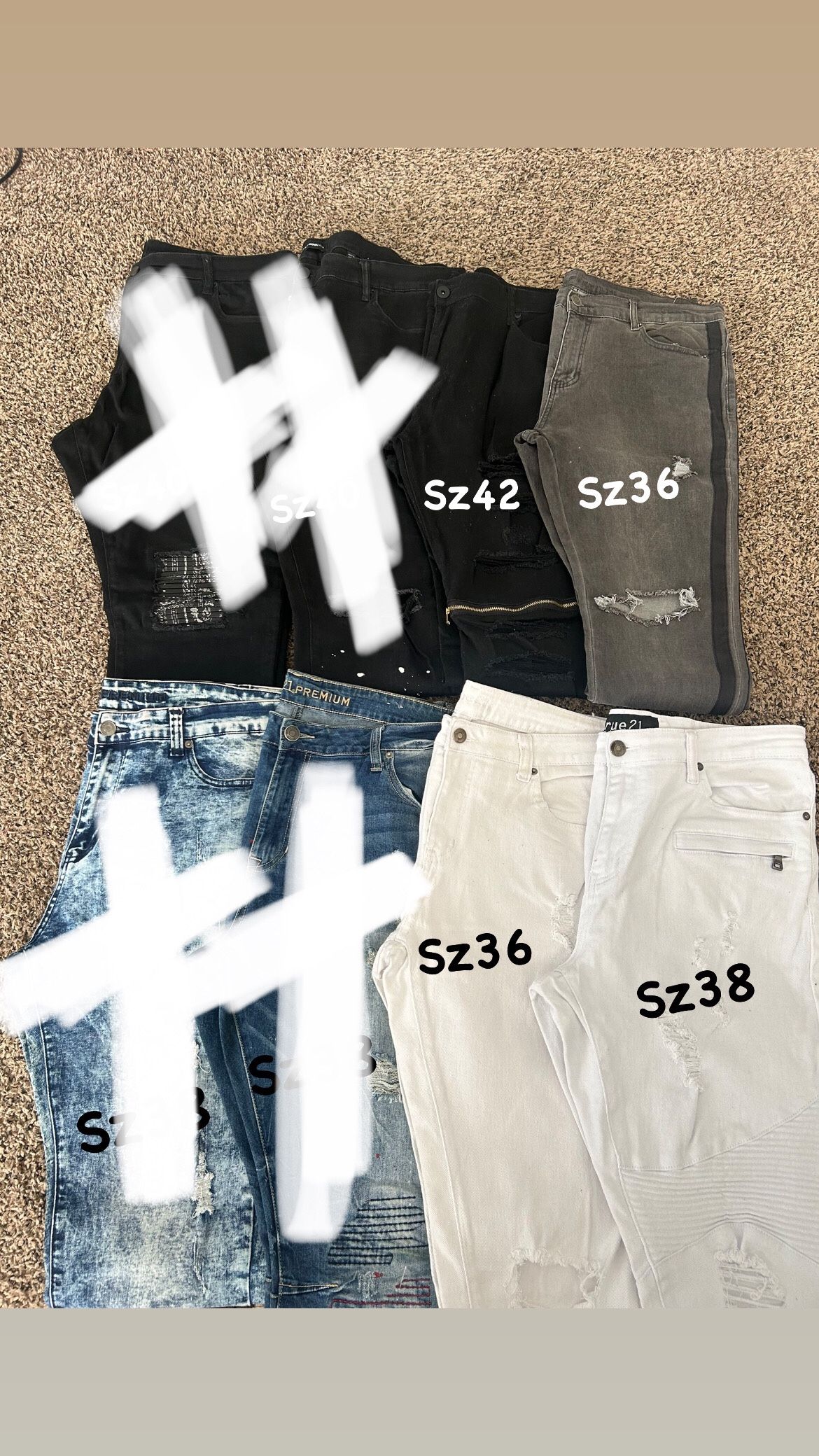 Men’s Jeans ( All Sizes Posted On Pic)$10 Each