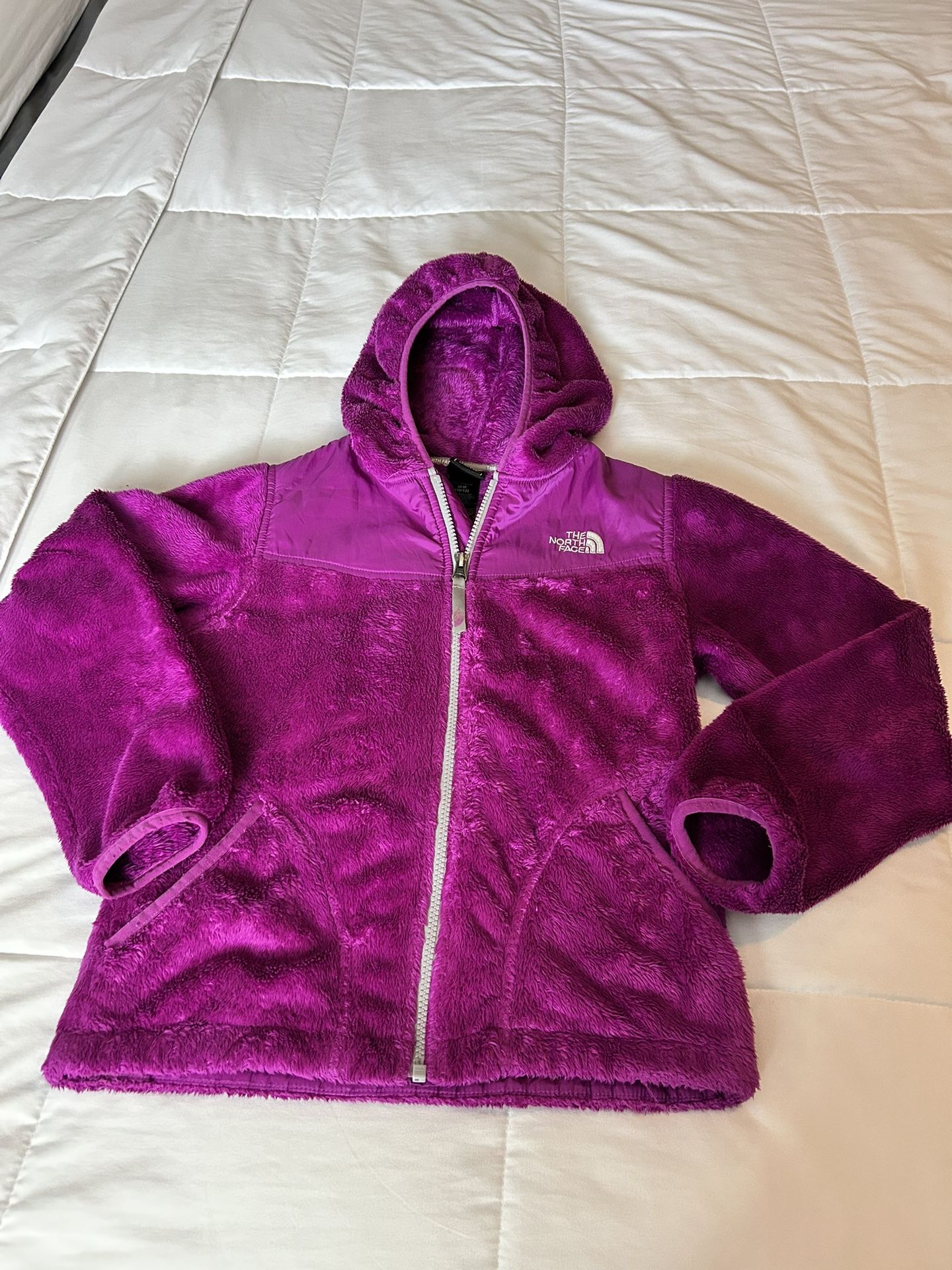 The North Face Girls Youth Purple Hooded Fleece Full Zip Jacket Medium 10-12