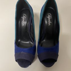 5” Blue Platform Stiletto Pencil Heels