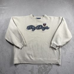 Vintage Big Dogs Men’s XL Cream Sweatshirt Spellout Logo 90s Baggy Y2K
