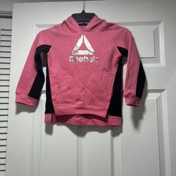 Reebok girl's pink and black hooded sweater,