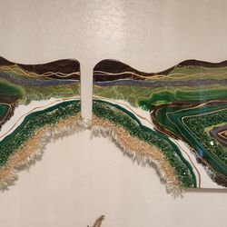 Magnificent Geode art with Real Quartz Crystals