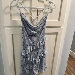 FULL TILT Waterfall Mesh Printed Womens Slip Dress (size small/ lavender)