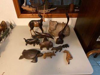 Hardwood animal carvings