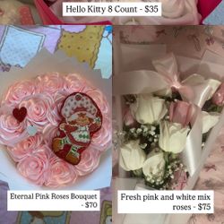 Pink And White Rose Flower Bouquets For Sale 