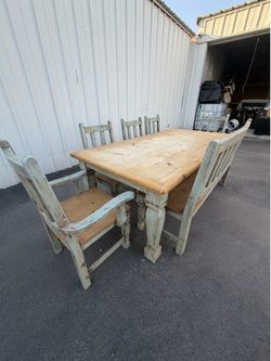 Pine rustic dining room set w/ bench