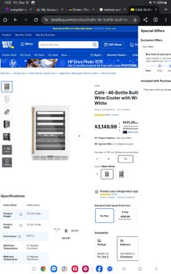 Ge Cafe 46 Bottle Smart Technology Wine Cooler
