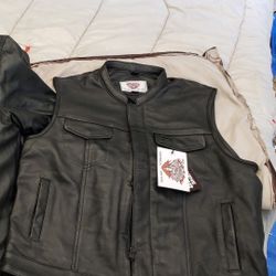 Ventura Leather MC Vest Club Style XL NEW
