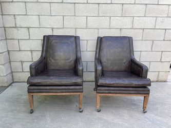 Leather Vintage Antique Mid Century Modern Chairs