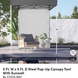 5 Ft. W x 5 Ft. D Steel Pop-Up Canopy Tent With Sunwall