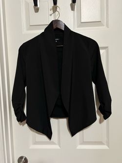 Michel Black Open-Front Draped Blazer/Shirt