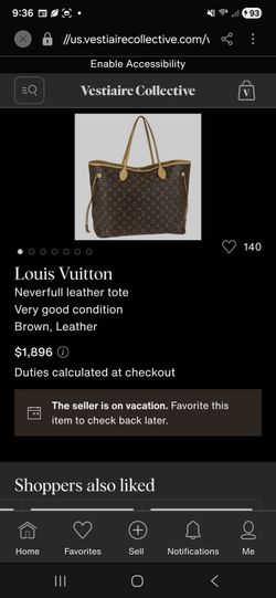 Louis Vuitton Never Full Leather Bag