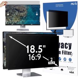 [2 Pack] 18.5 Inch Privacy Screen for Computer Monitor 16:9 Aspect Ratio, Eye Protection Anti Blue Light Glare Shield, 18.5inch Removable Black Blacko