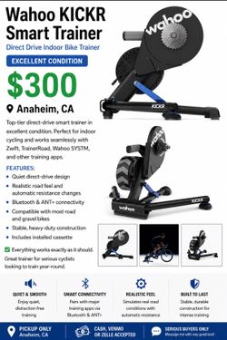 Wahoo KICKR Smart Trainer Direct Drive Indoor Bike Trainer w/ Cassette