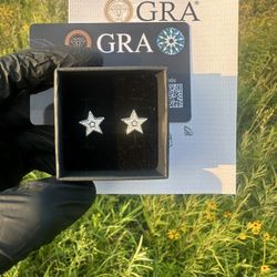 New! Sterling Silver!! Star Moissanite Studs!! SCREW BACK!! PASSES DIAMOND TESTER! Certified! $90