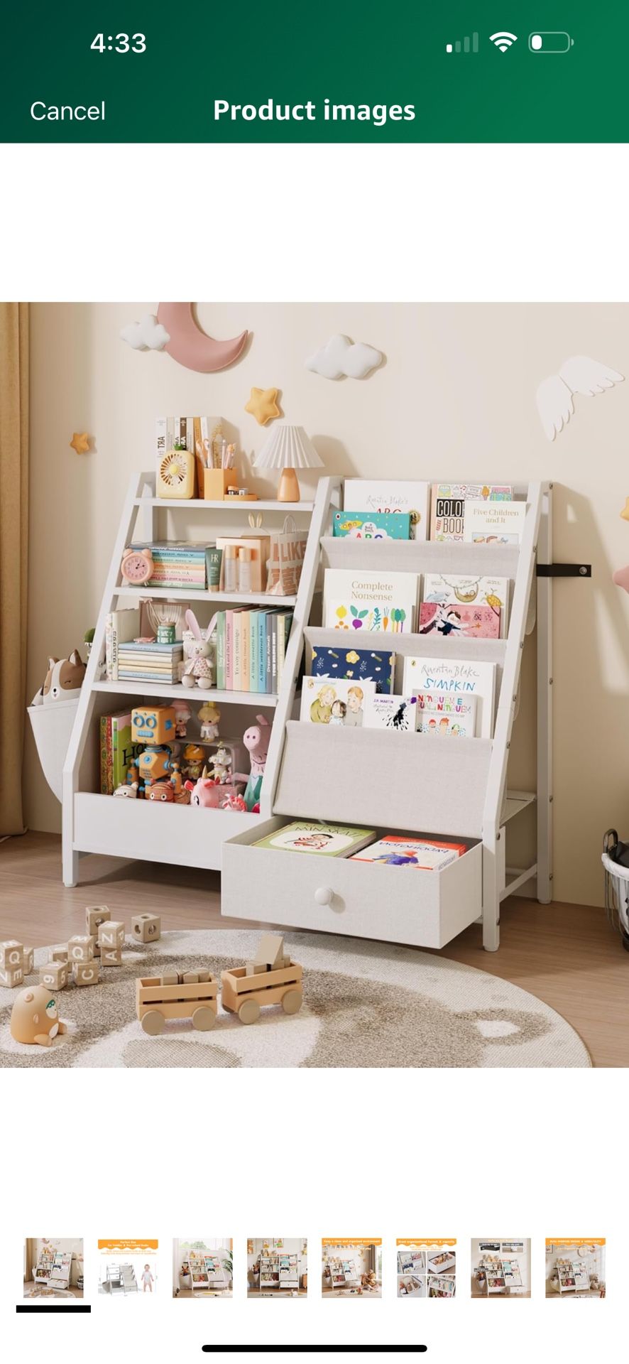 Kids Bookshelf and Toy Storage Organizer