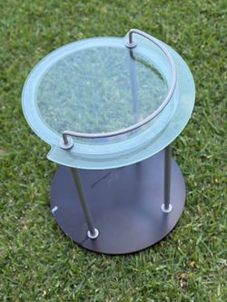 Contemporary Glass and Metal ROLLING side table