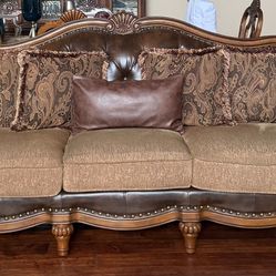 ACME Brown Leather Sofa And Love Seat Set
