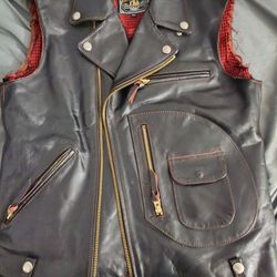 Vintage 1930s tea core Men’s J-24 Leather Jacket Biker Style Winter Outwear vest horsehide 
