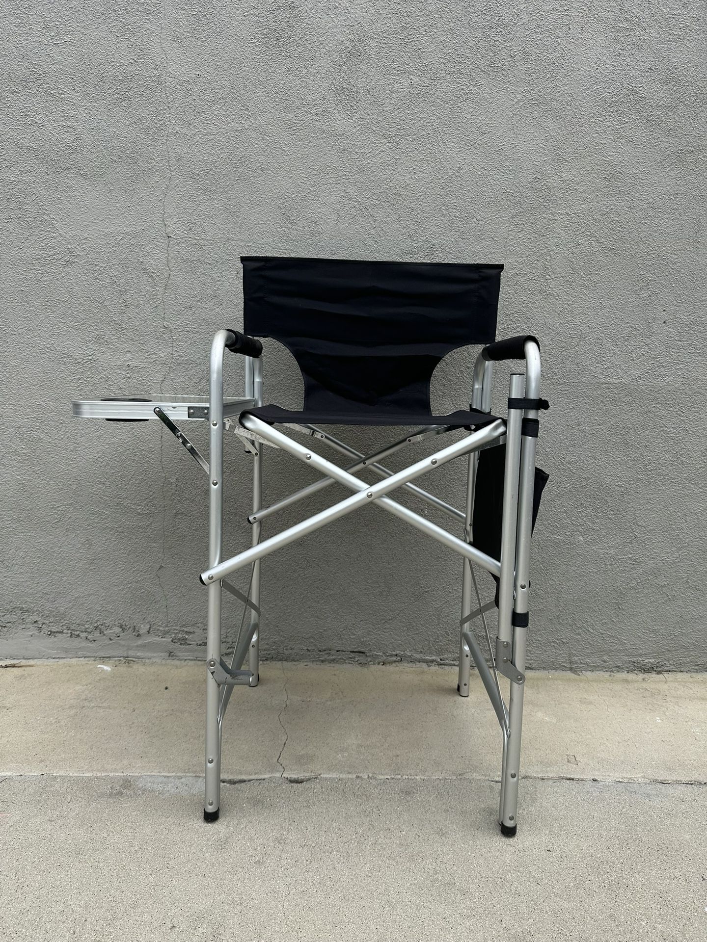 Tall Folding Director’s Chair With Side Table & Footrest