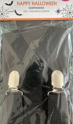 Halloween Costume Black Suspenders With Metal Clips