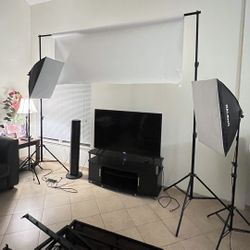 Photography Softbox Lighting Kit 20x28in + Heavy Duty Adjustable Backdrop Stand 10 x 12ft