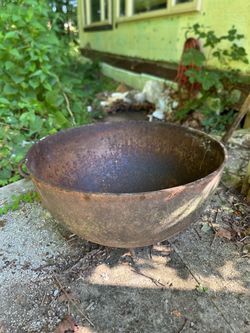 Antique cast iron cauldron or wash pot