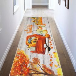 72x24 Runner Rug for Hallway Fall Pickup Truck Non Slip Machine Washable Indoor Carpet Area Rugs for Kitchen Laundry Entryway. Thanksgiving, Autumn