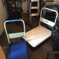 Rolling Carts Fold Down Handle $20&$30. Appliance Dolly$60 Hand-truck$75 Flat Dolley $15 Concerts To Cart 