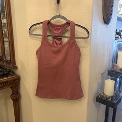 ALO Women Racerback Ribbed Tank Top in Dusty Rose Size Large