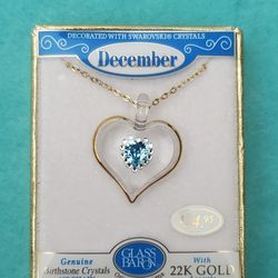 Glass Baron December Birthstone Glass Heart Necklace 