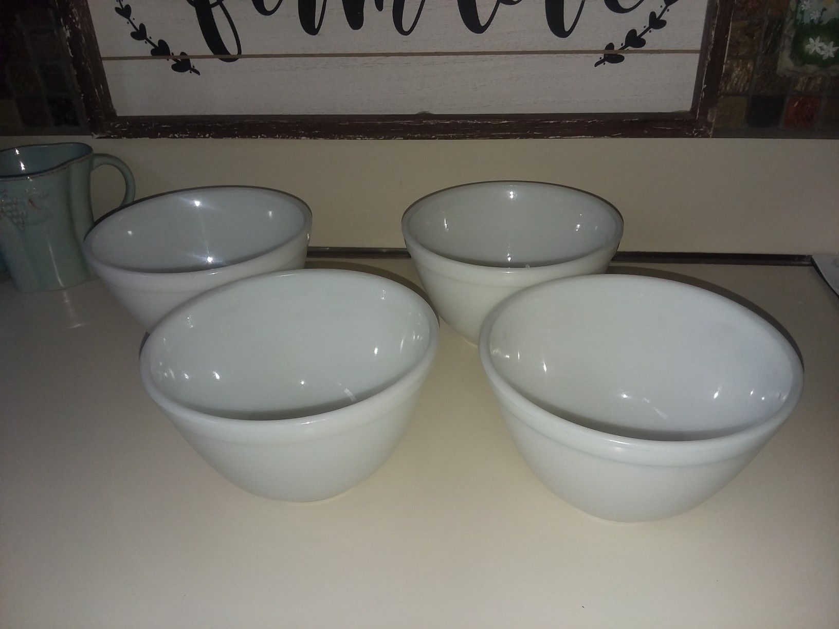 Set of 4, Pyrex Opal White Bowls