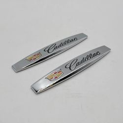 BRAND NEW UNIVERSAL 2PCS CADILLAC 3D METAL EMBLEM BADGE STICKER