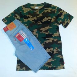 Levi's Boys Youth 2pc Short Jeans & Tee Set - Medium 10-12